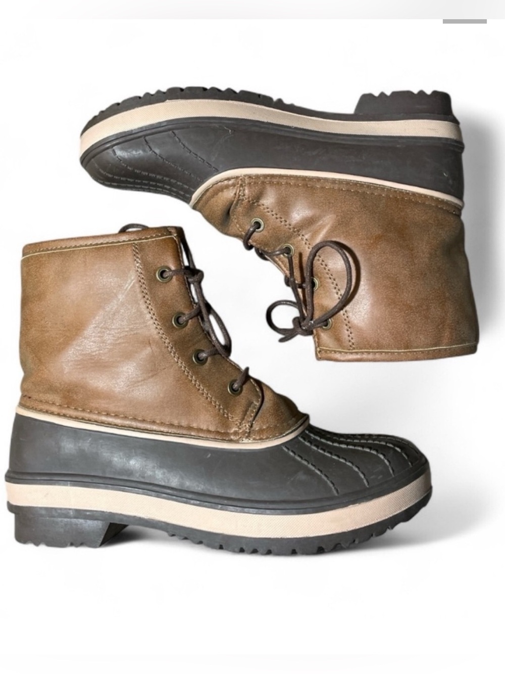 Women's Brown Duck Boots - Lace-Up Waterproof Style - V7 🖤